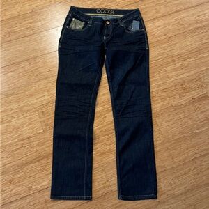 NWT Coogi dark wash gold bedazzled straight leg mid rise jeans